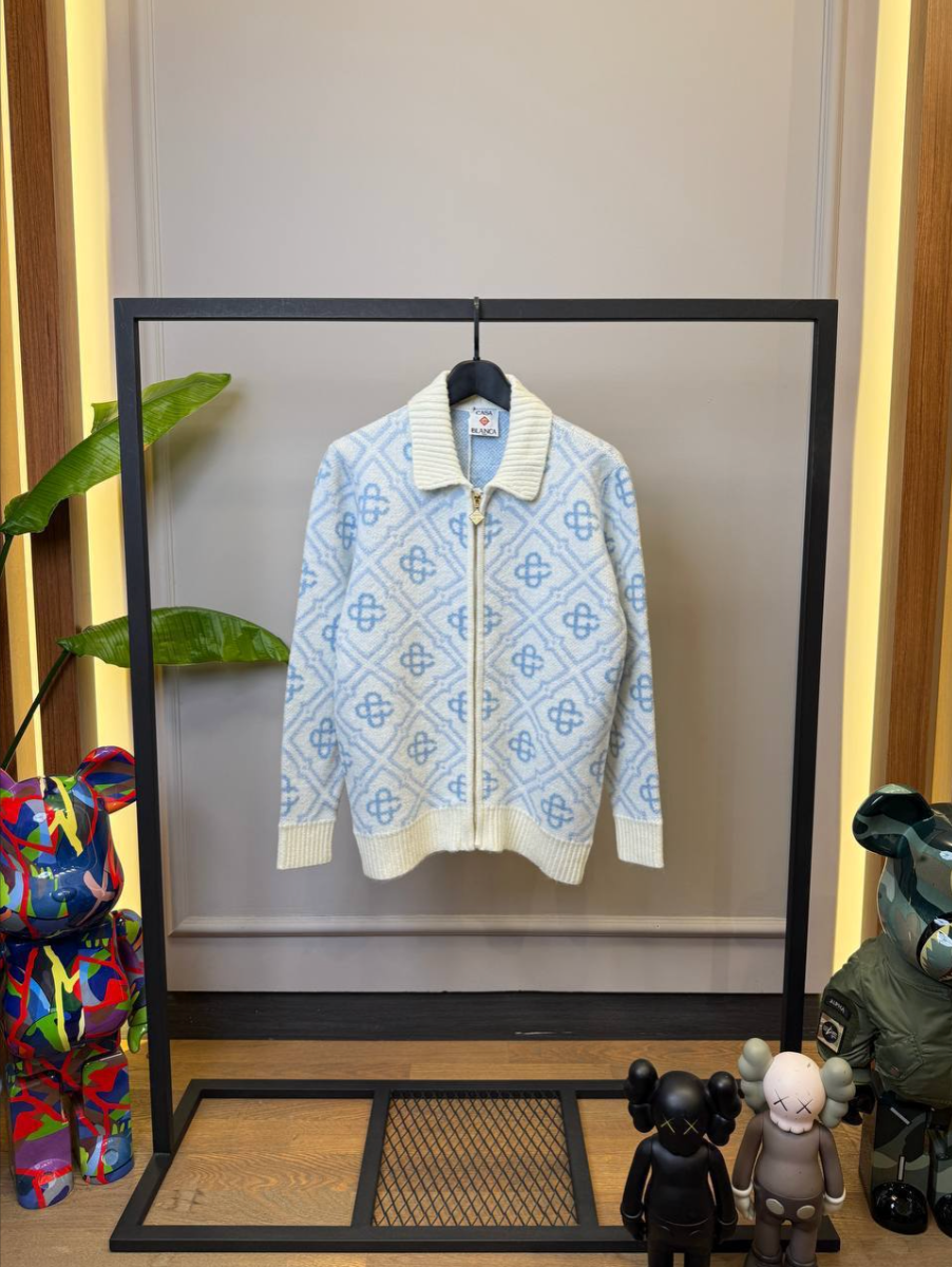 Pattern Zip-up Cardigan