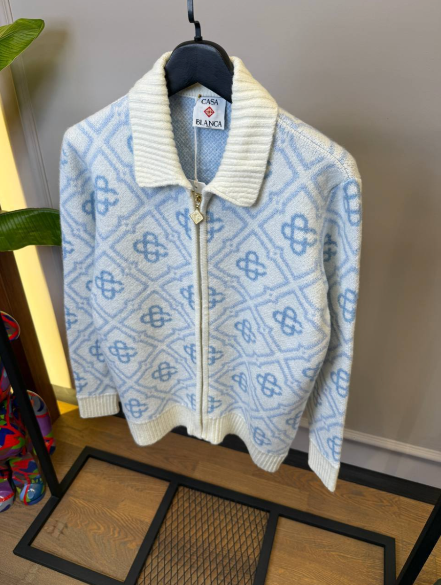 Pattern Zip-up Cardigan