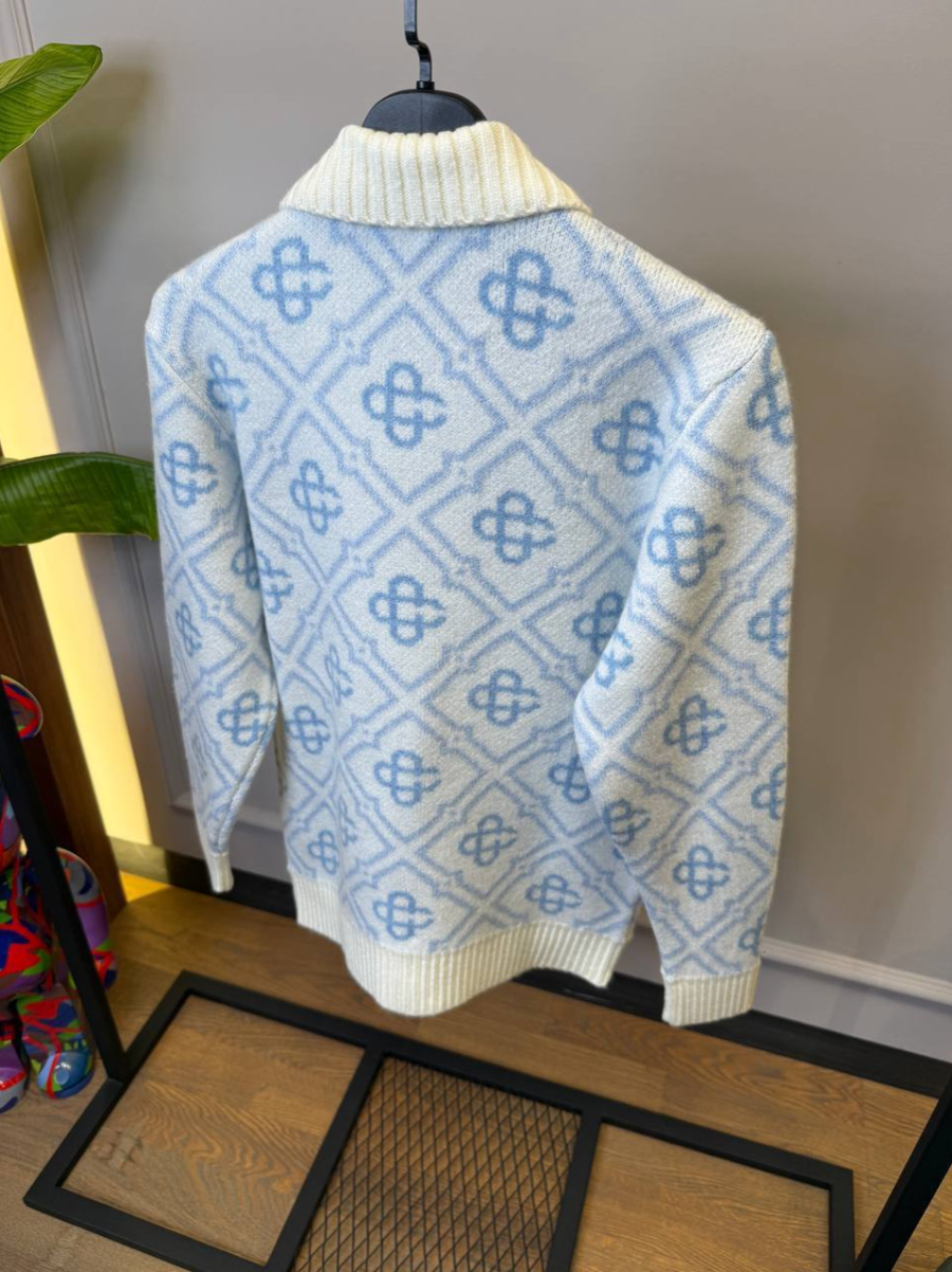 Pattern Zip-up Cardigan