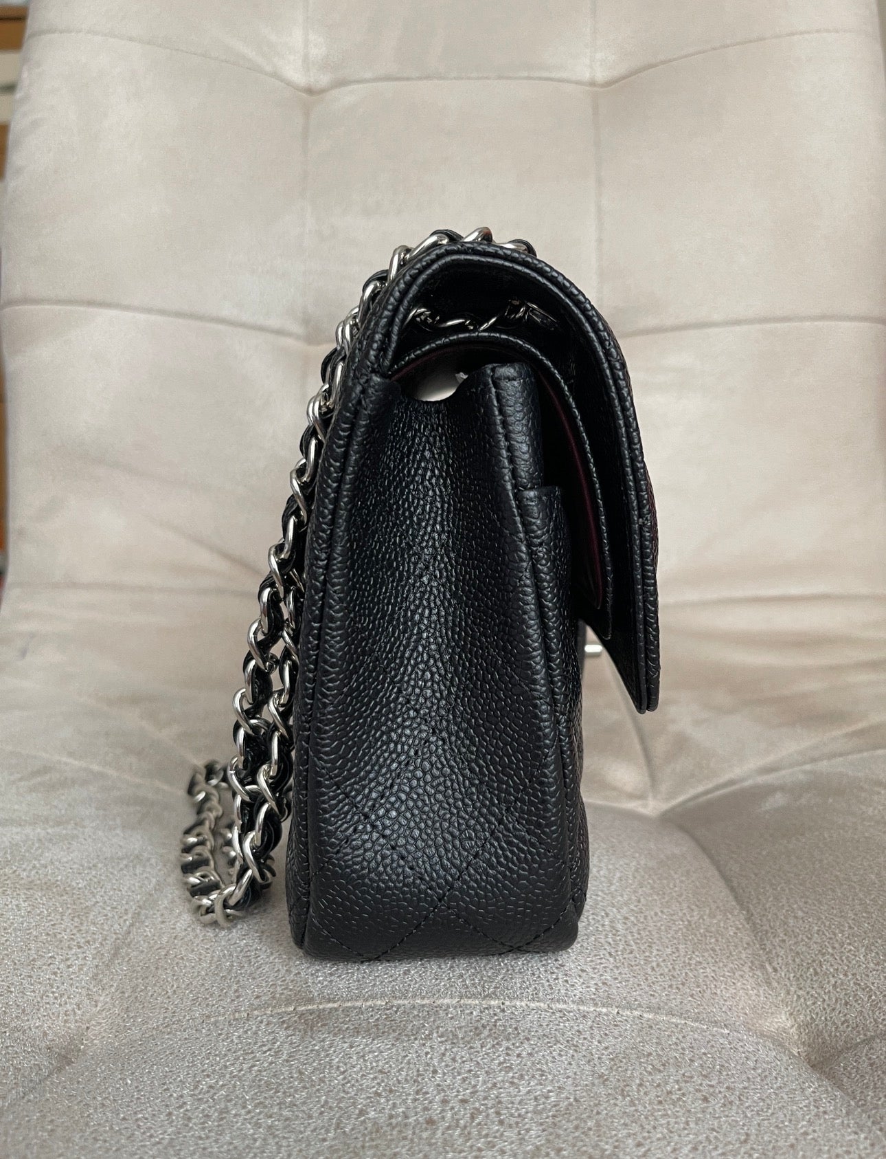 2.55 Classic Double Flap Bag - Black Caviar, Silver hardware