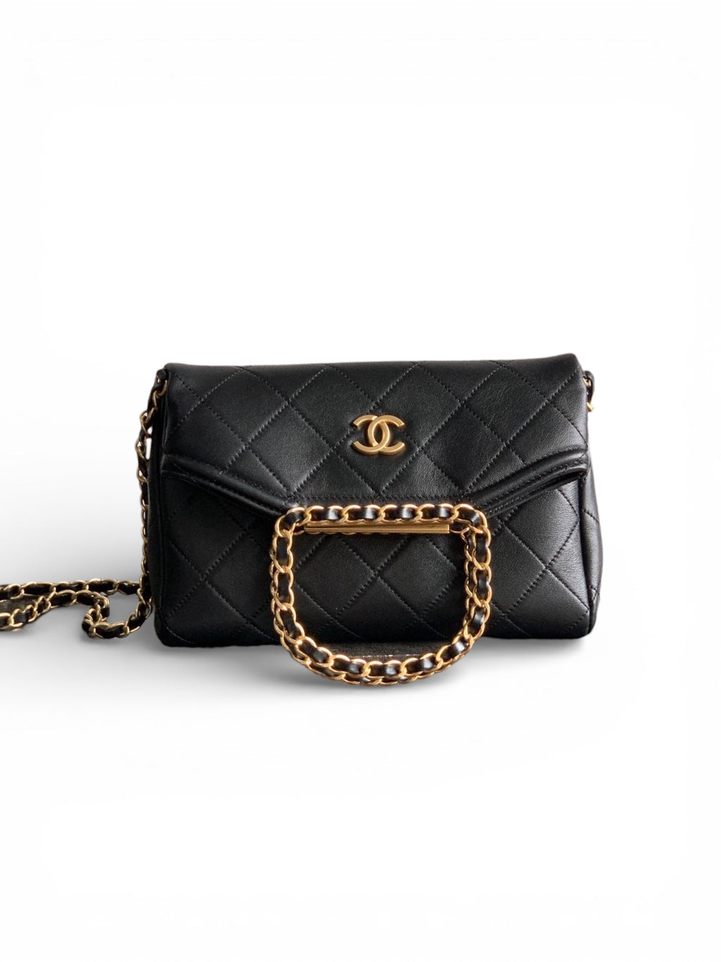 Small Quilted Top Handle Chain Bag