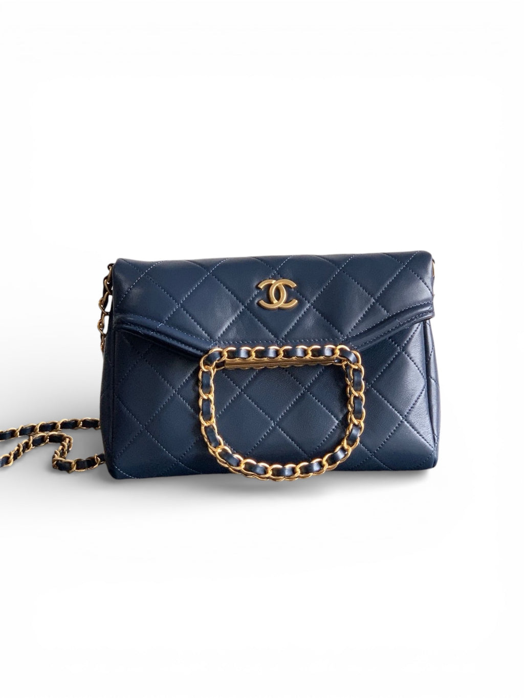 Small Quilted Top Handle Chain Bag