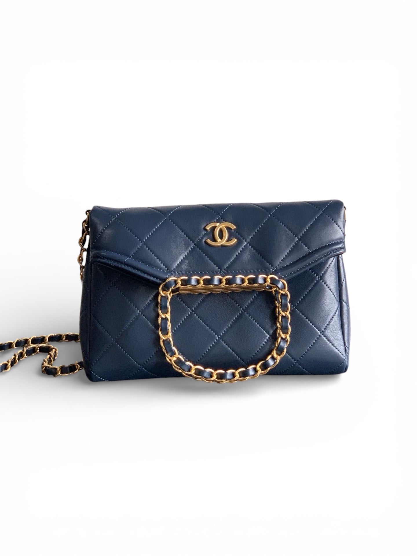 Small Quilted Top Handle Chain Bag