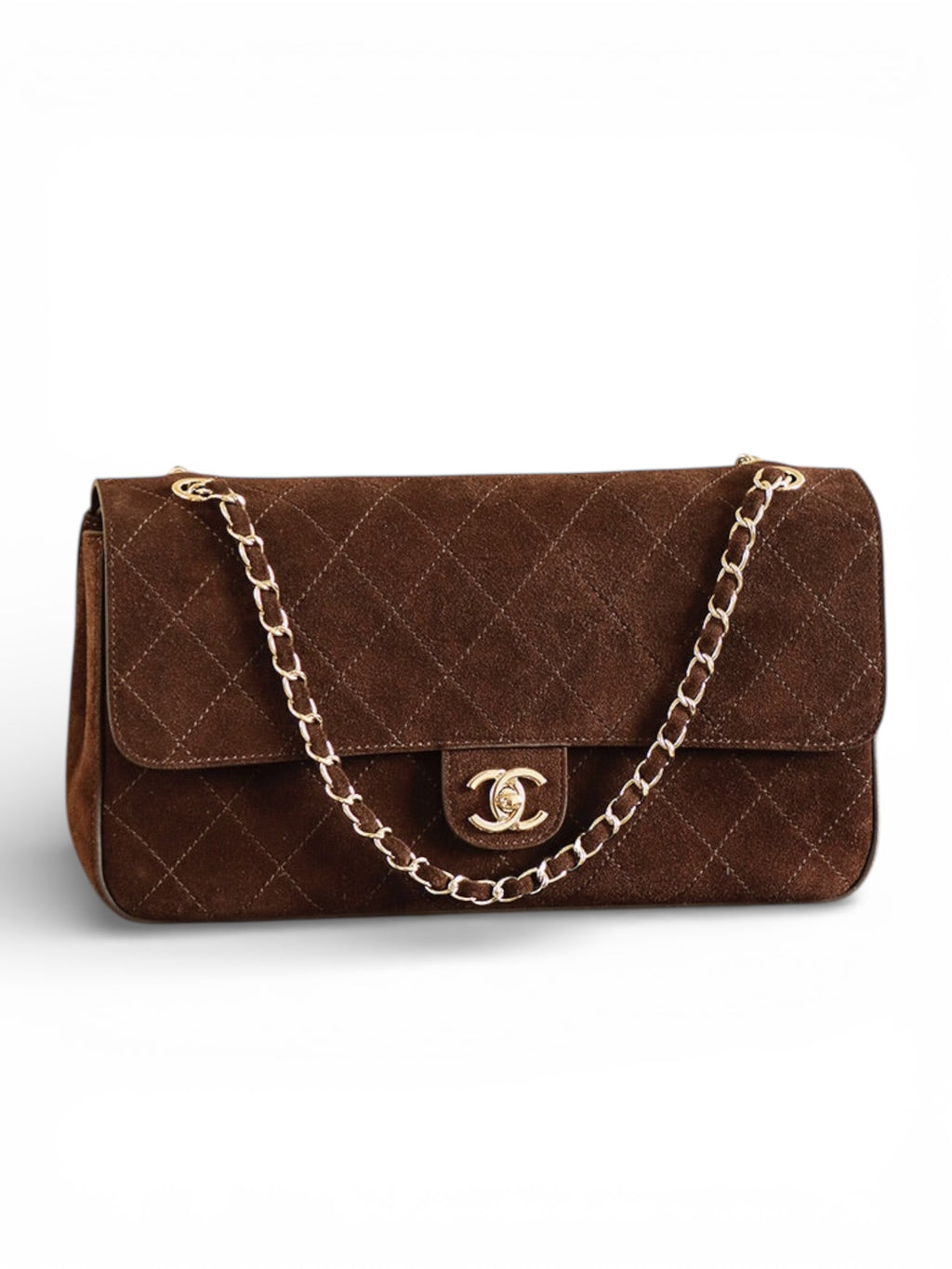 Quilted Suede Chain Shoulder Bag