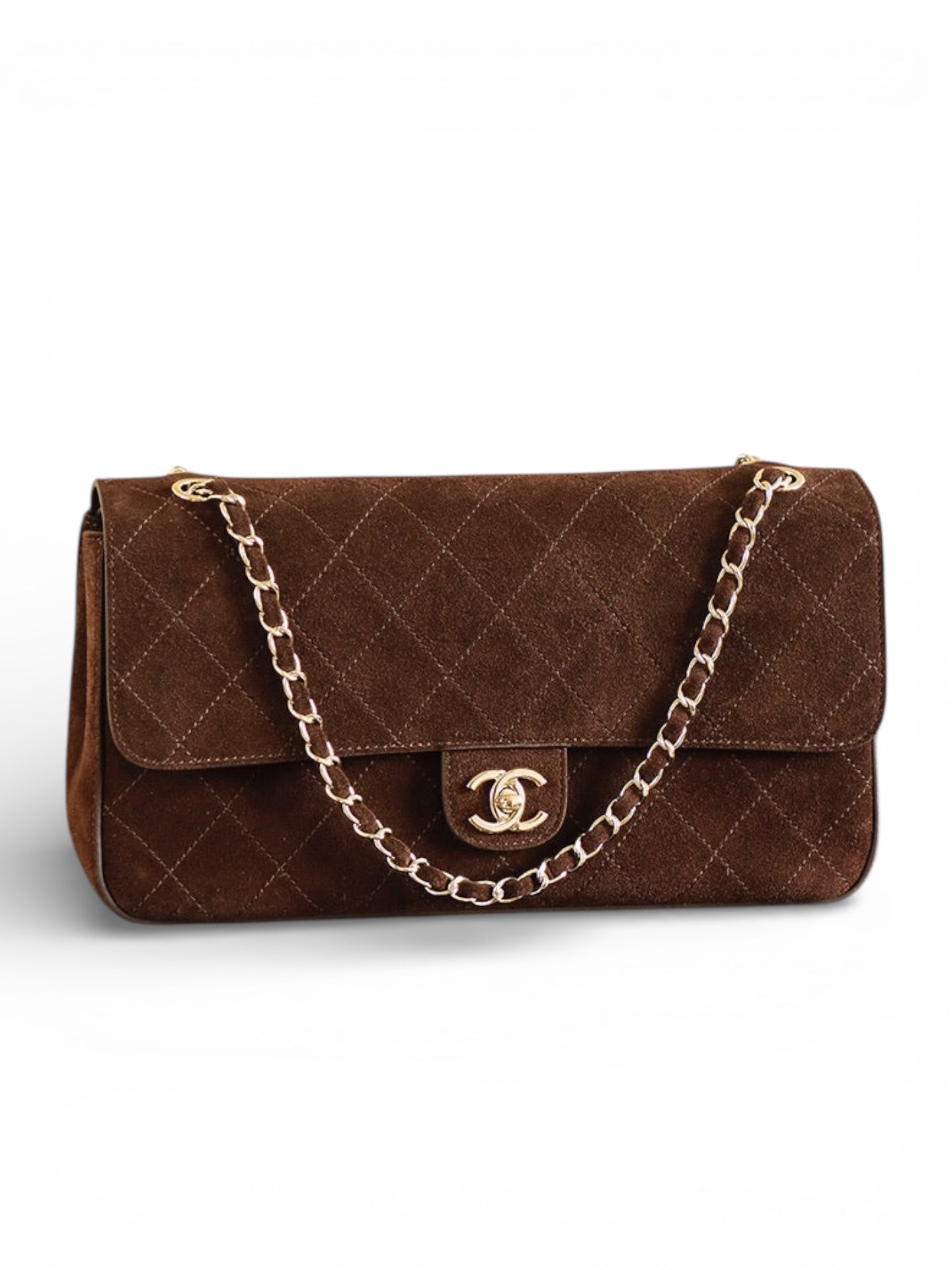 Quilted Suede Chain Shoulder Bag
