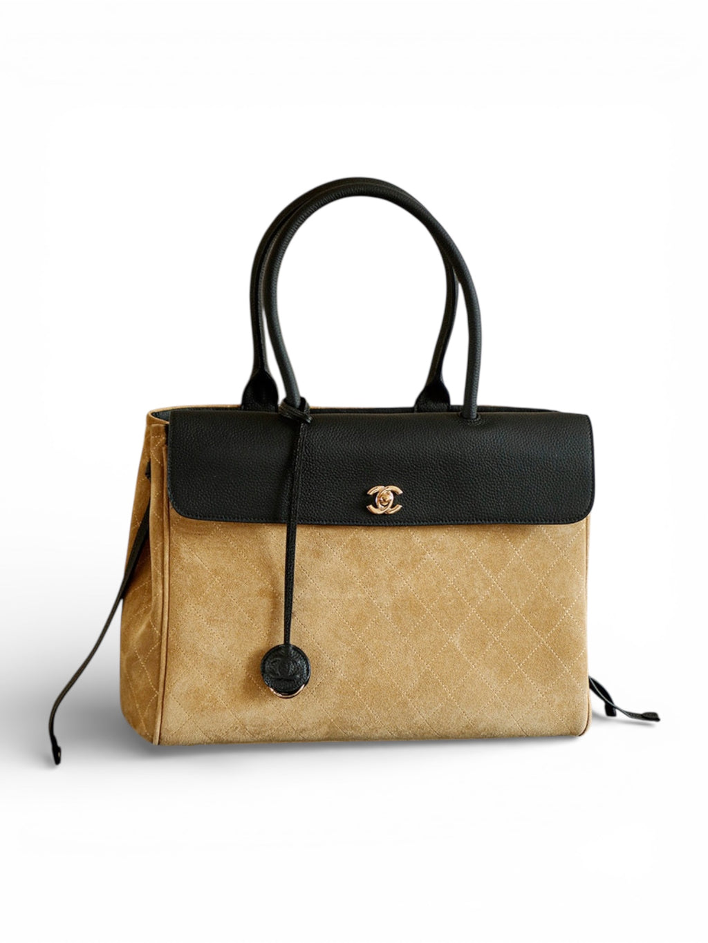 Suede & Leather Boston Top Handle Bag