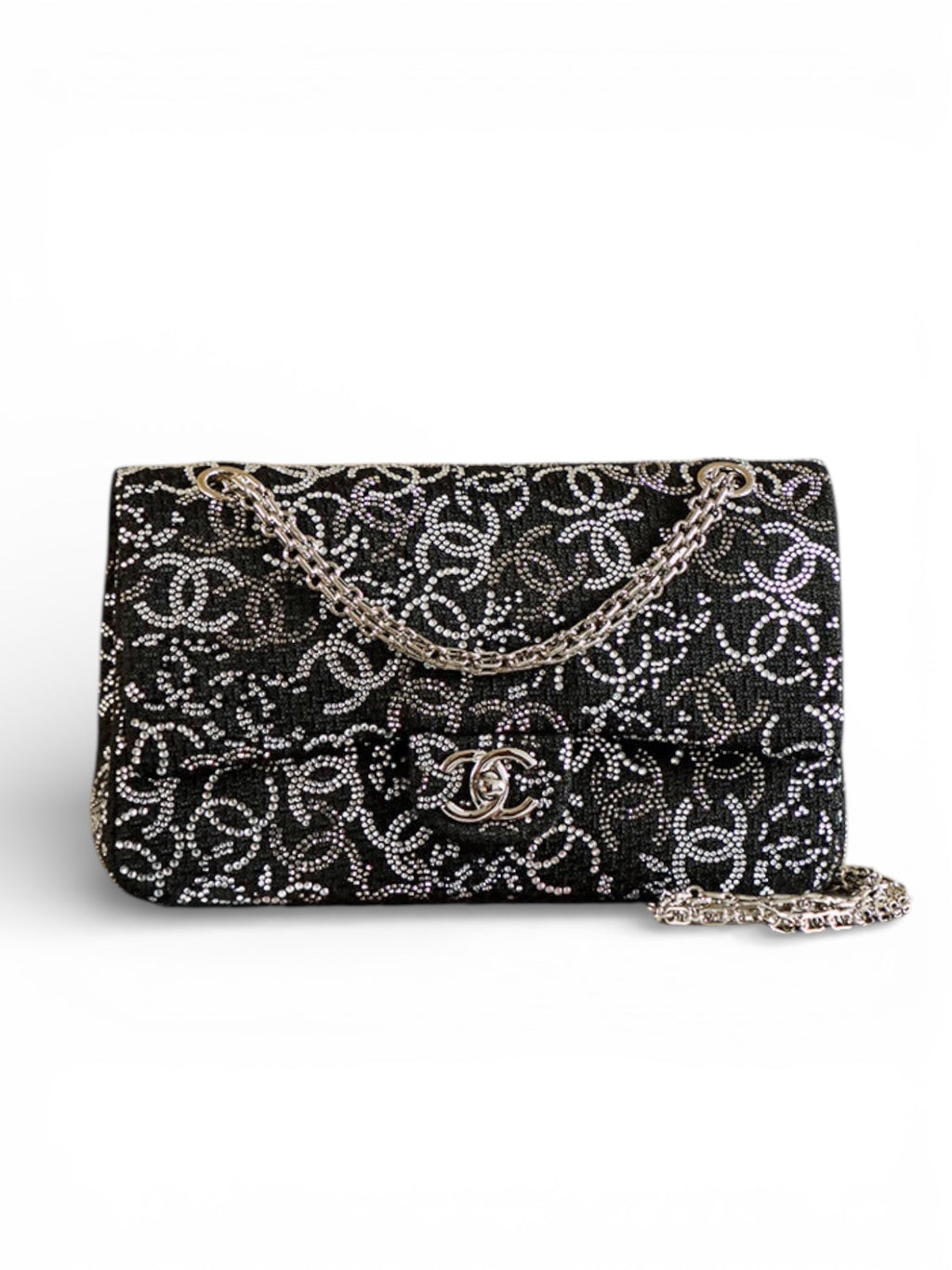 Crystal-Embellished Classic Flap Chain Shoulder Bag