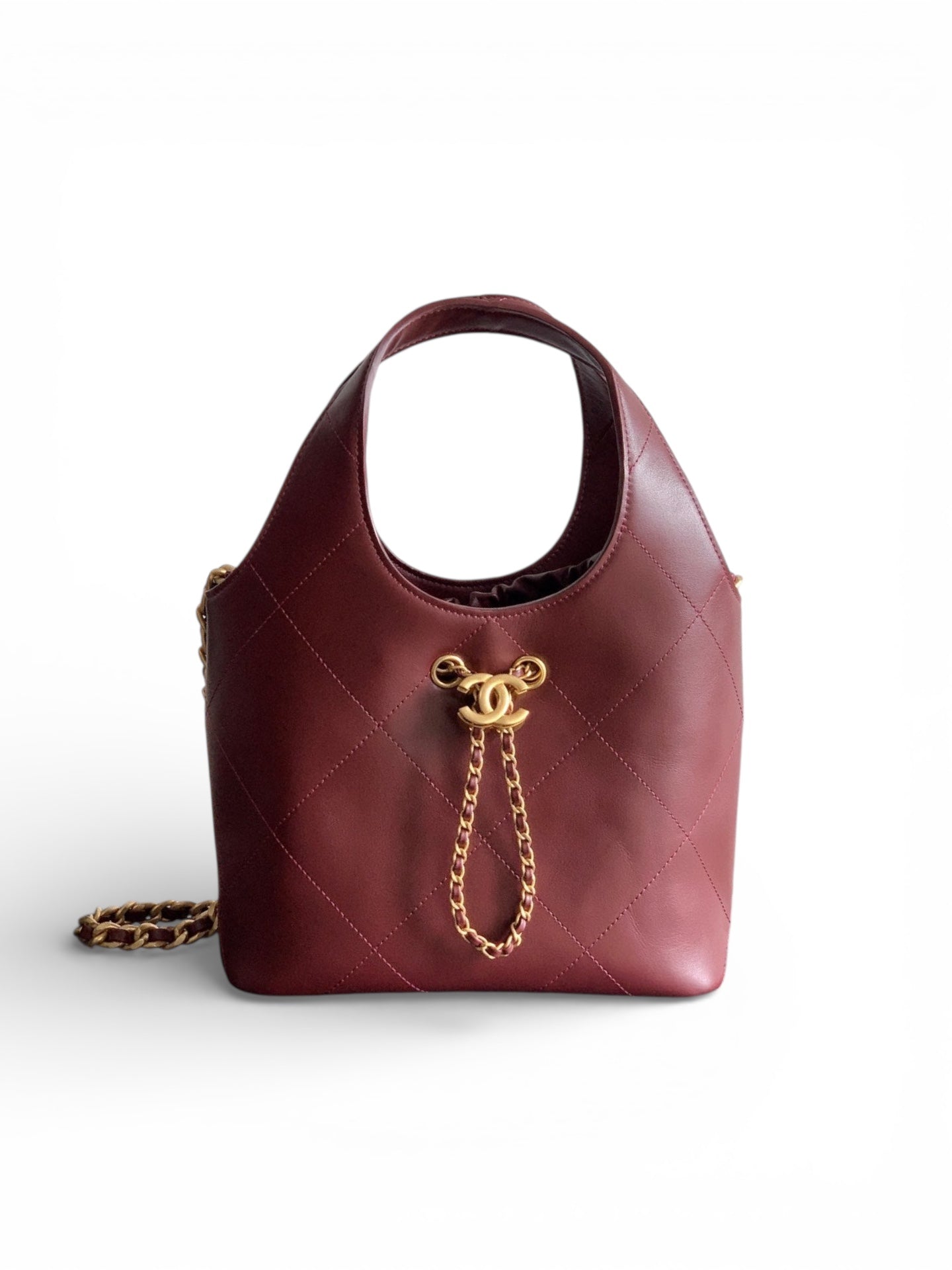 26P Quilted Leather Style Basket Bag