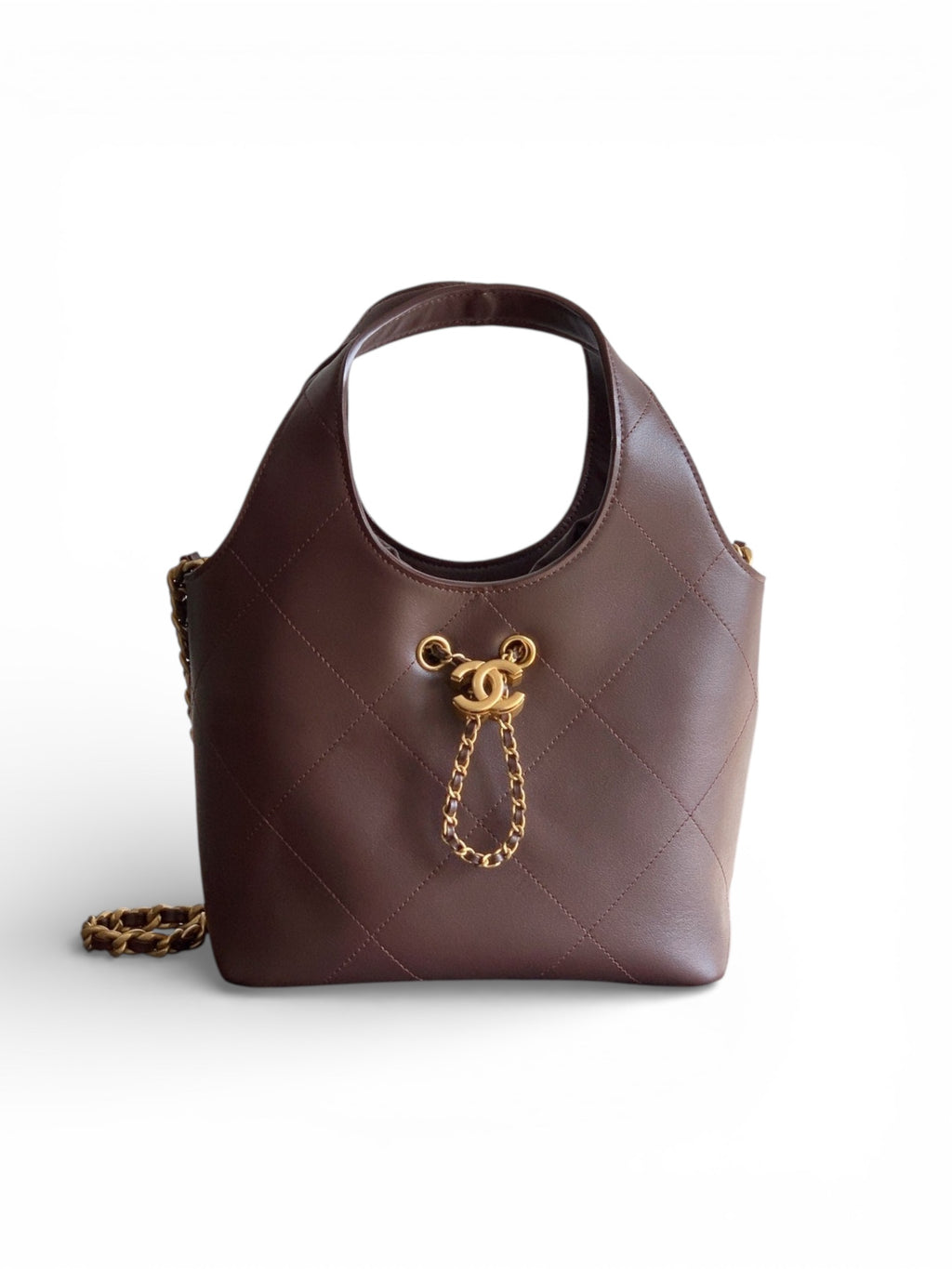 26P Quilted Leather Style Basket Bag