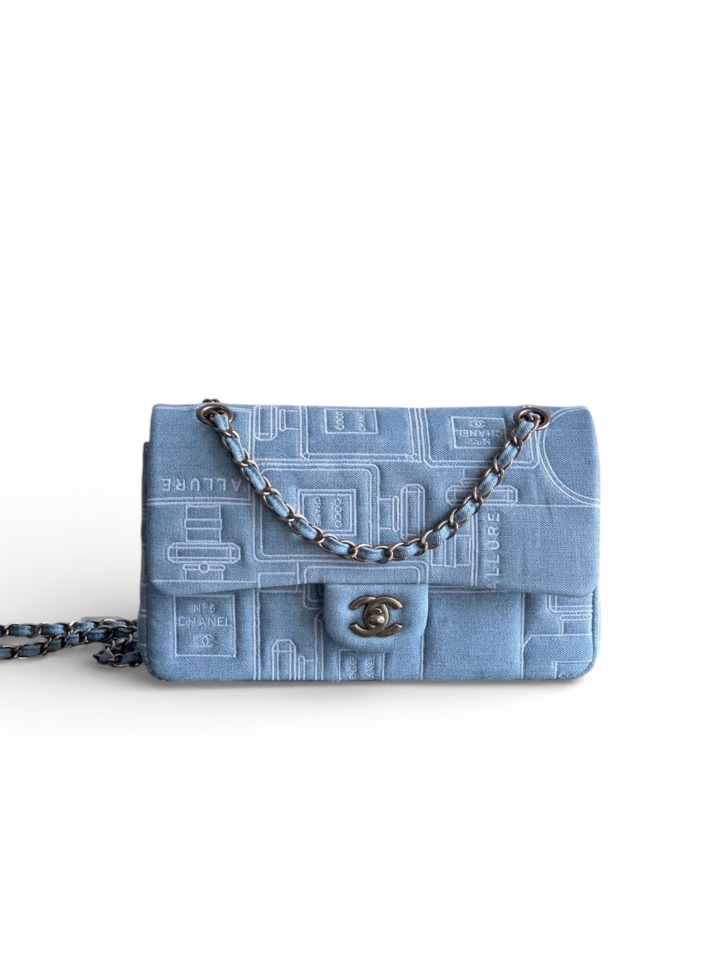 Denim Classic Flap Chain Shoulder Bag