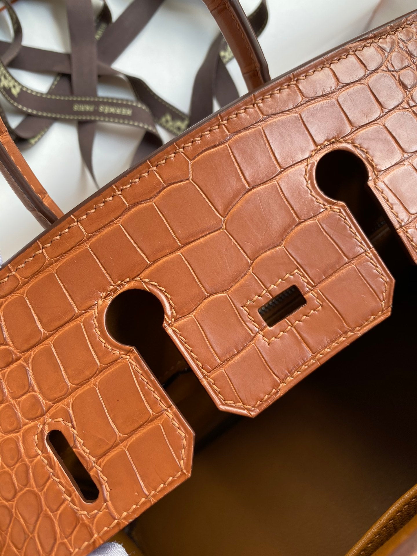 Birkin 25 Togo Leather & Crocodile Leather Bag
