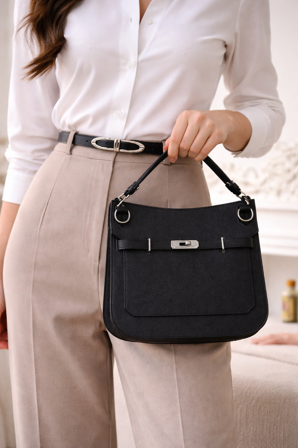 Black Jypsiere 28cm – Togo Leather, Silver Hardware