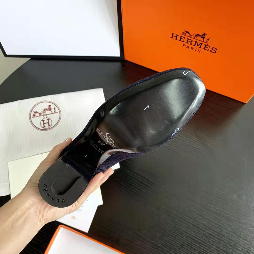 Navy Knit Ankle Boots – Leather Sole | Block Heel