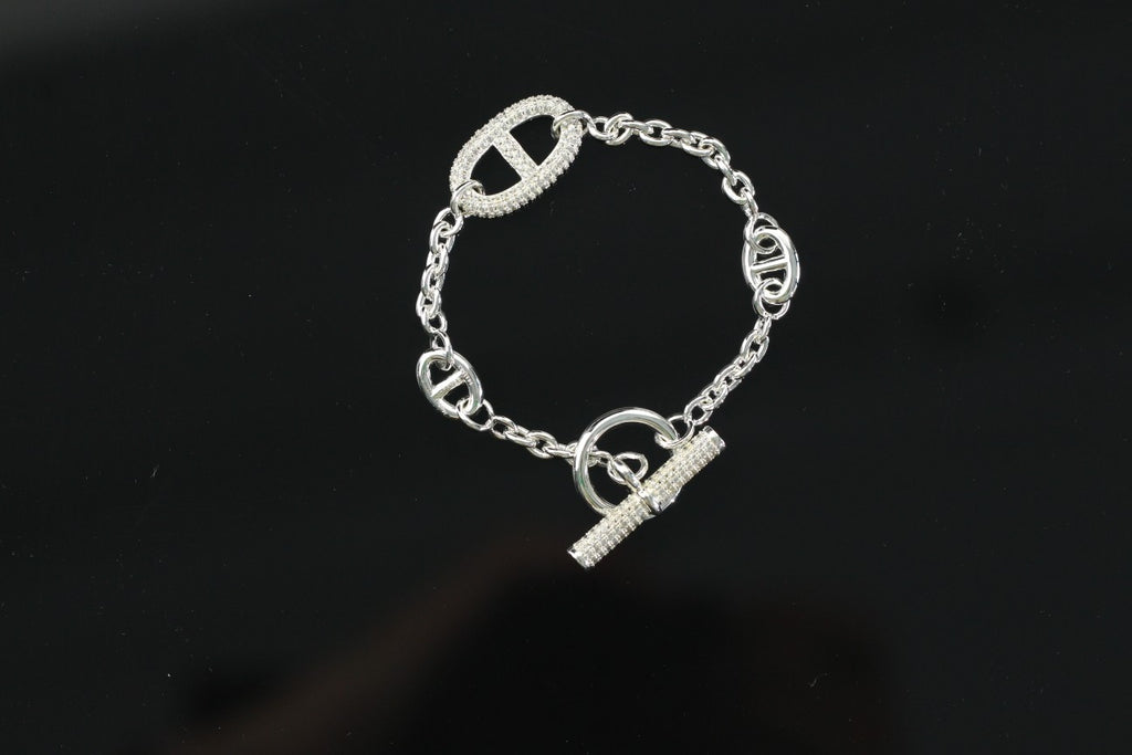 Farandole Diamond-Pavé Bracelet – 20cm Sterling Silver