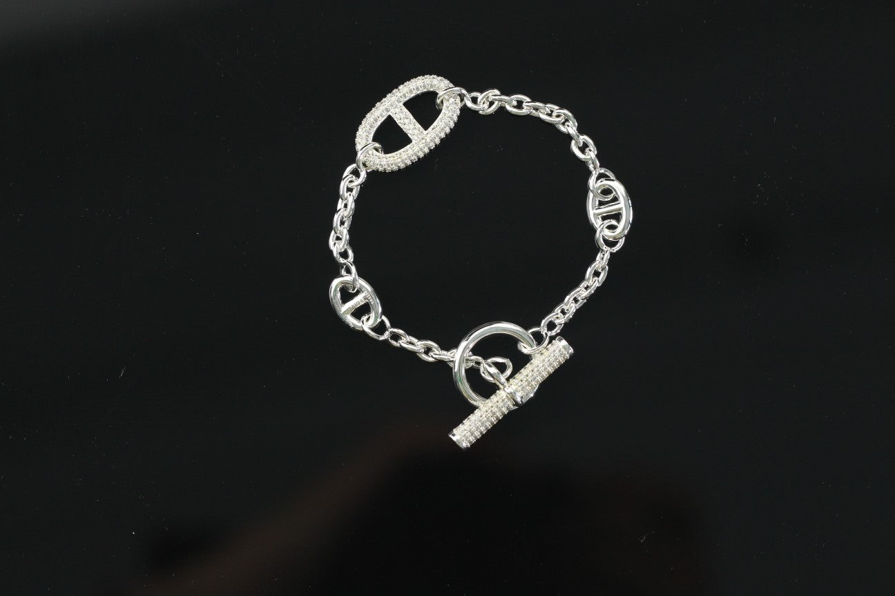Farandole Diamond-Pavé Bracelet – 20cm Sterling Silver