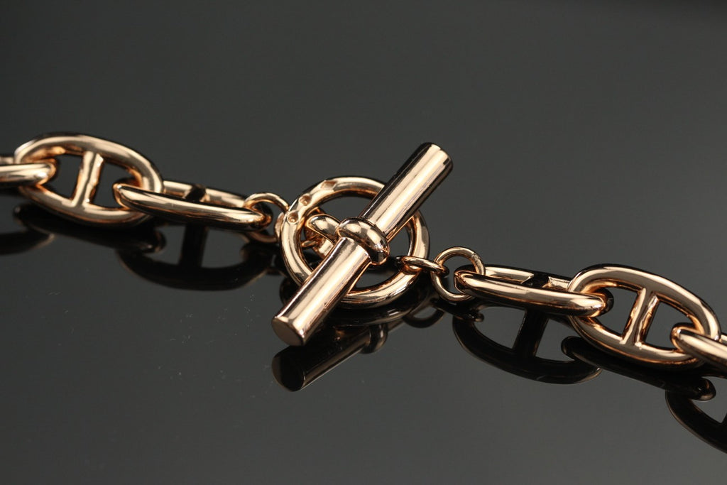 Farandole Pavé Anchor Link Necklace – 47cm Rose Gold-Tone