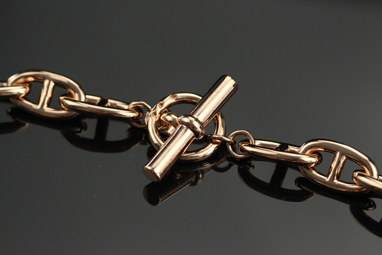 Farandole Pavé Anchor Link Necklace – 47cm Rose Gold-Tone