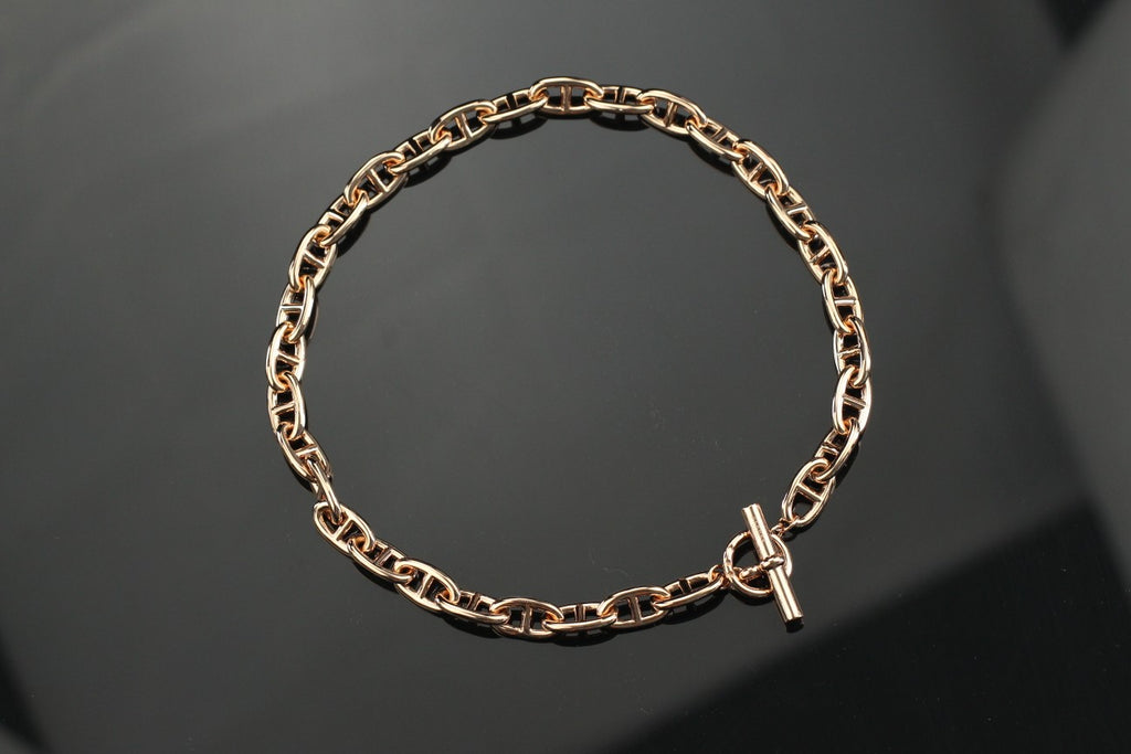 Farandole Pavé Anchor Link Necklace – 47cm Rose Gold-Tone