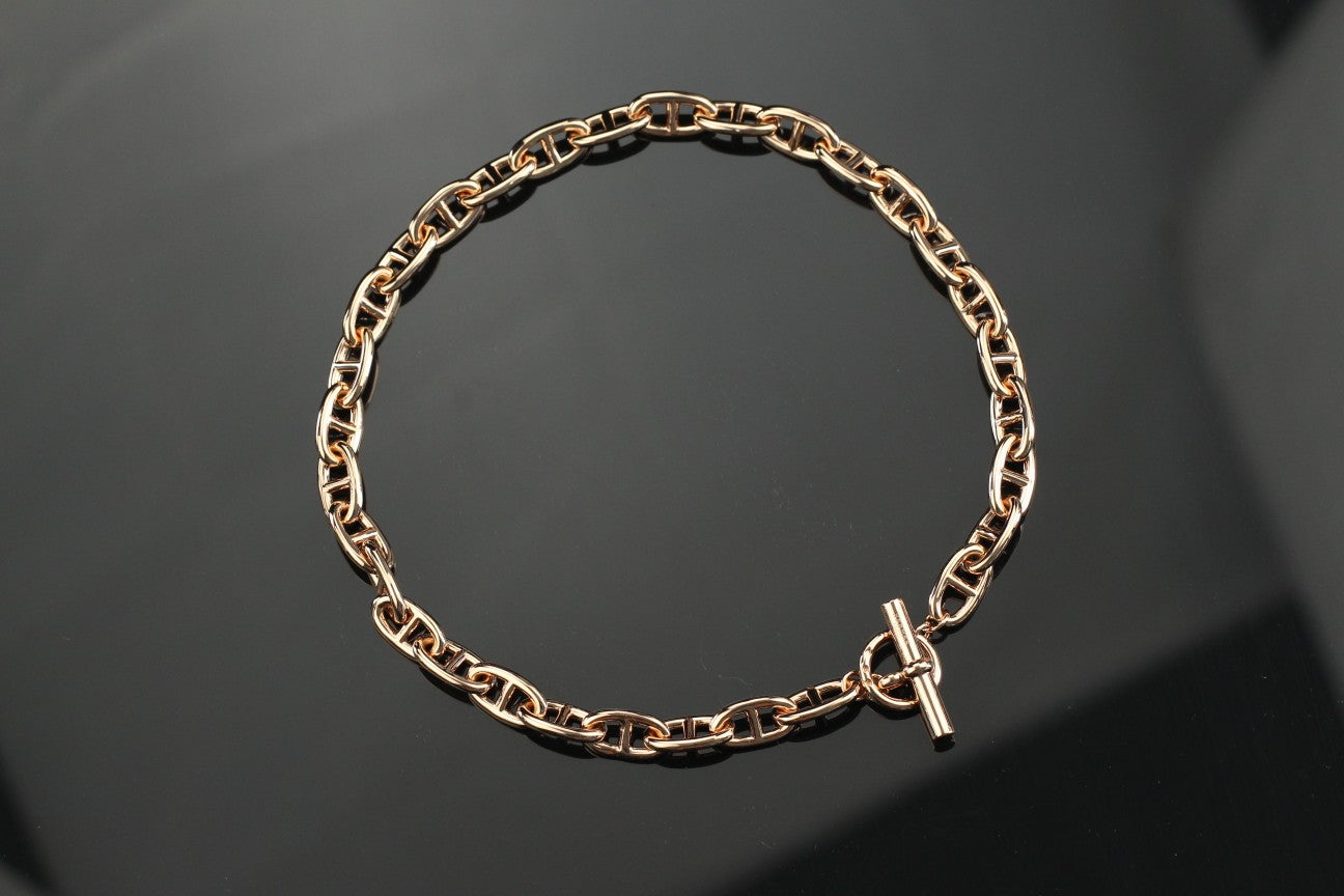 Farandole Pavé Anchor Link Necklace – 47cm Rose Gold-Tone