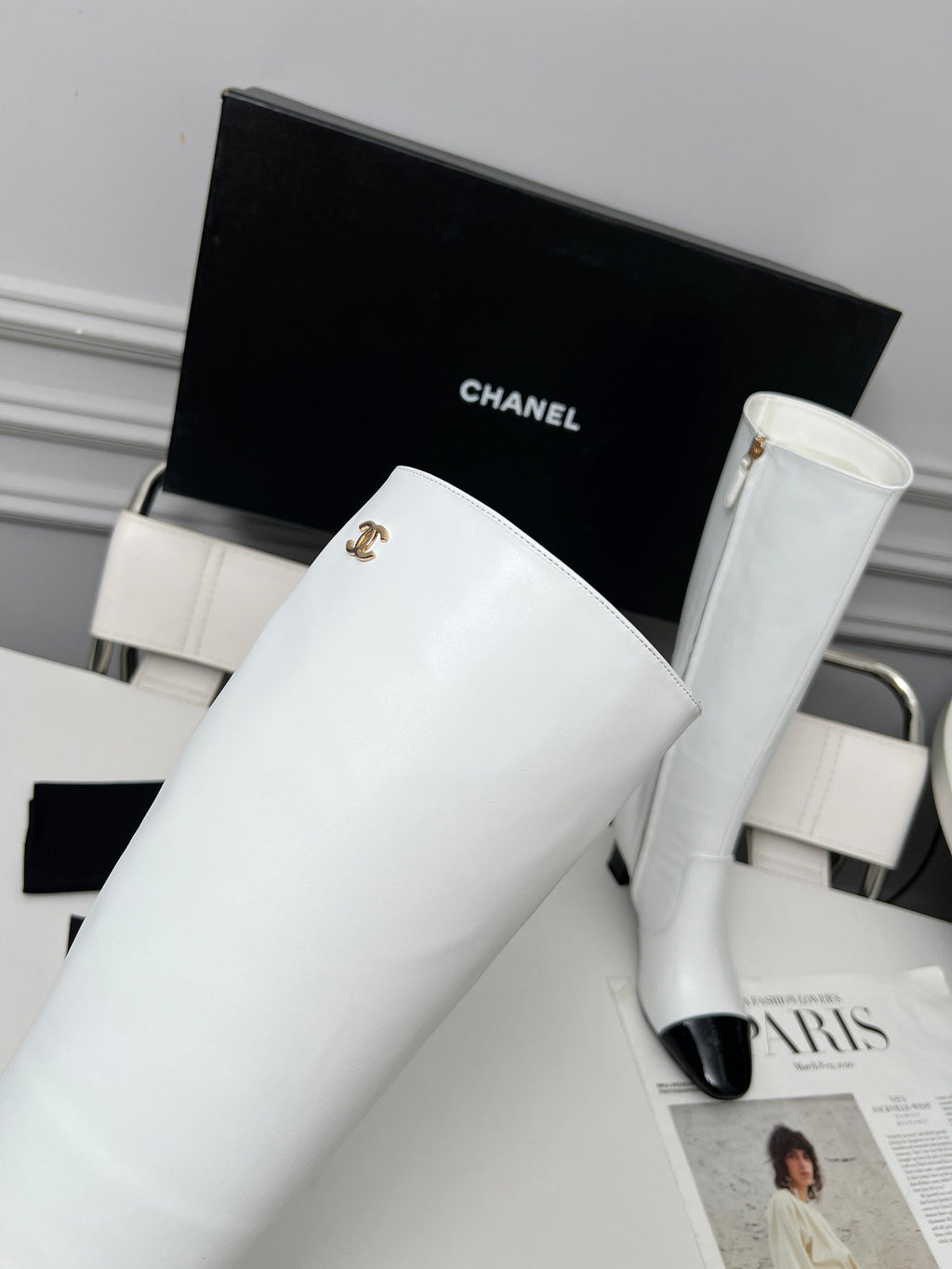 High-Heel Leather Knee-High Boots