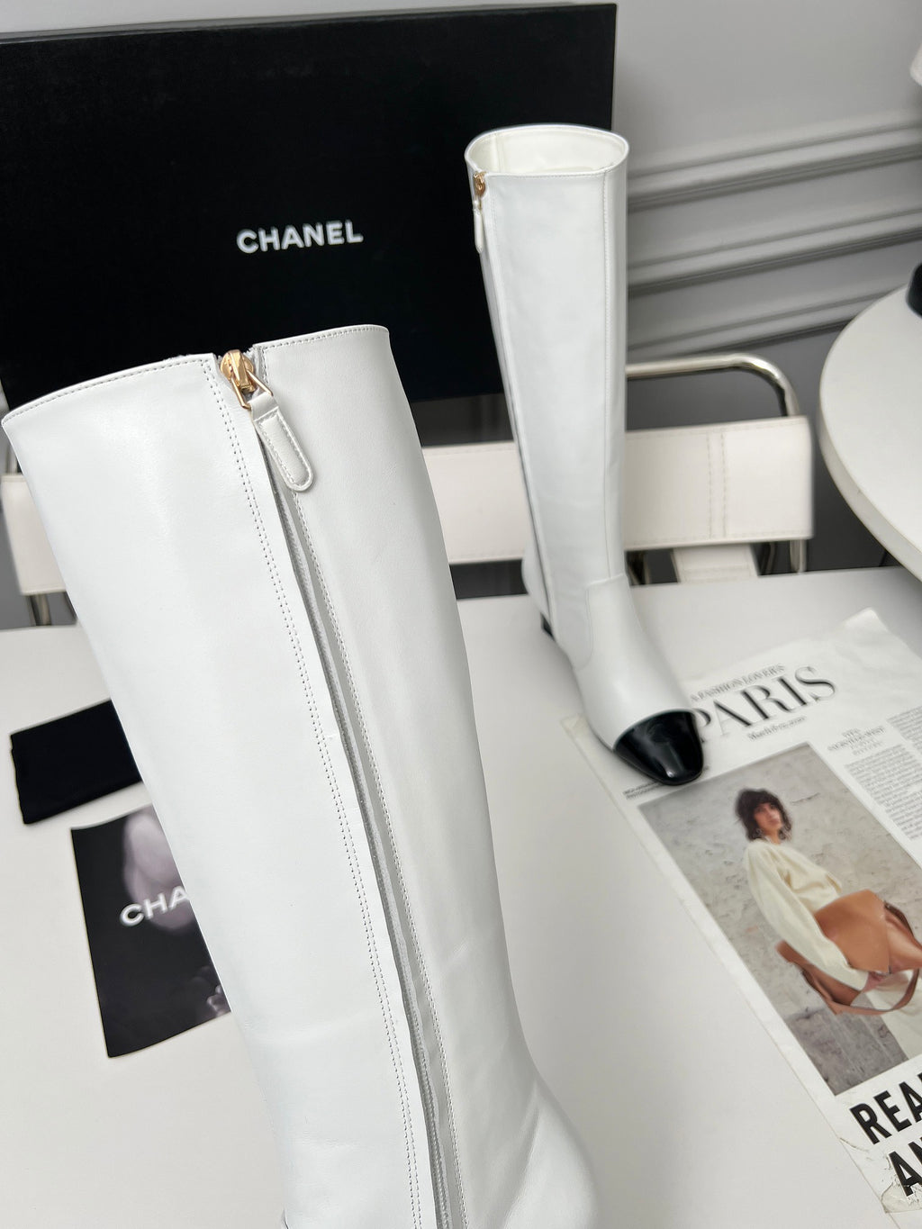 High-Heel Leather Knee-High Boots