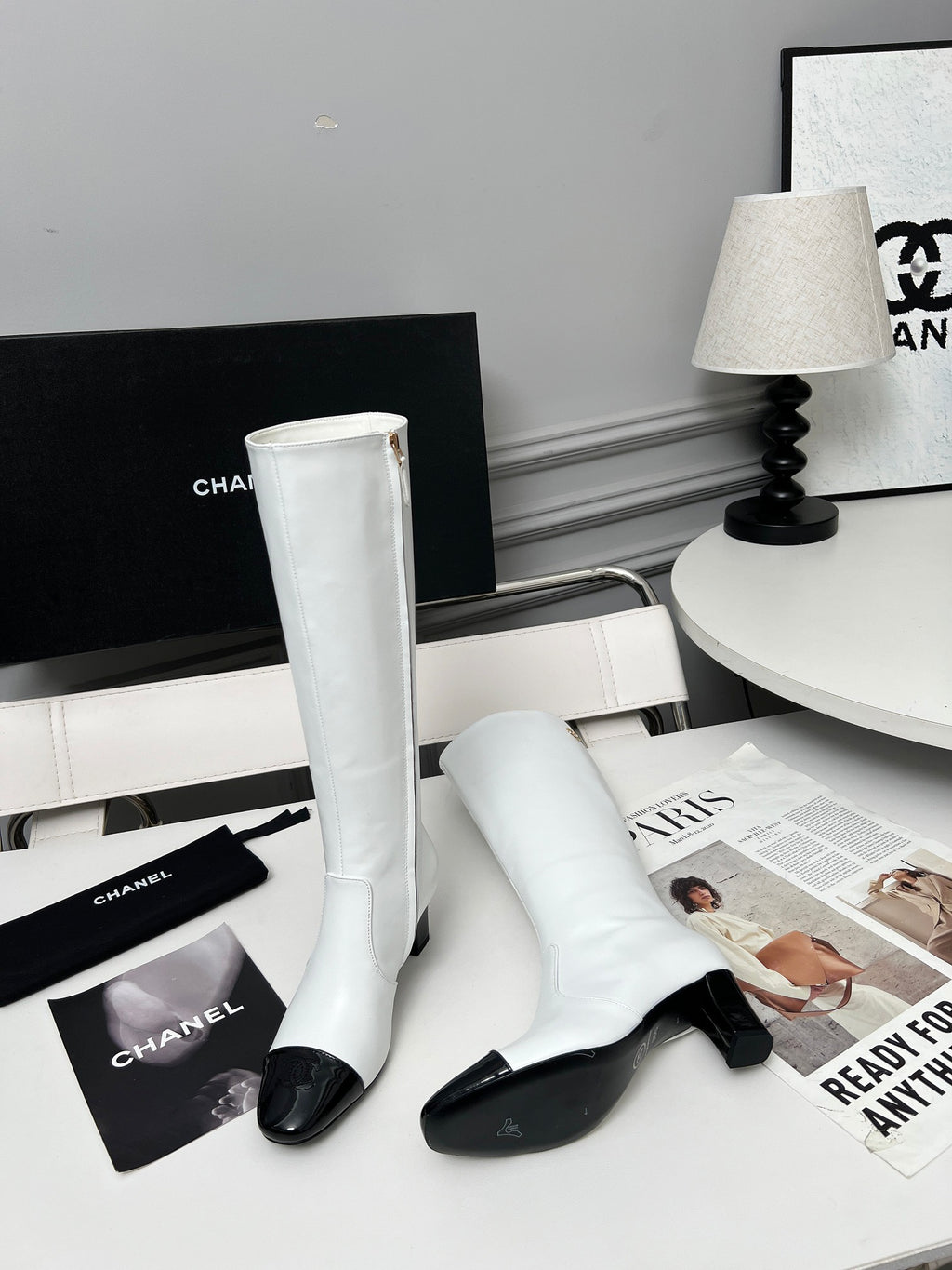 High-Heel Leather Knee-High Boots