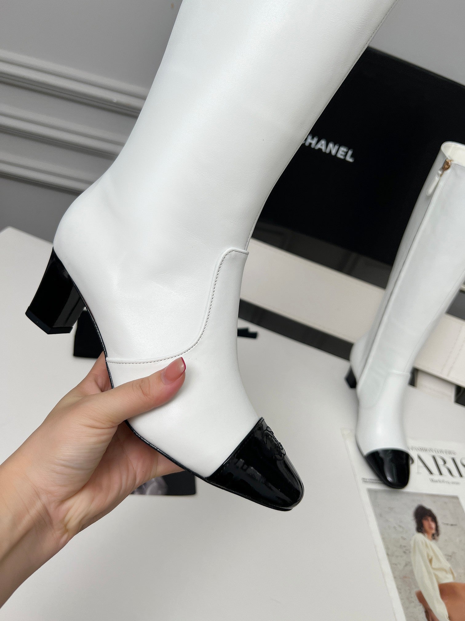 High-Heel Leather Knee-High Boots