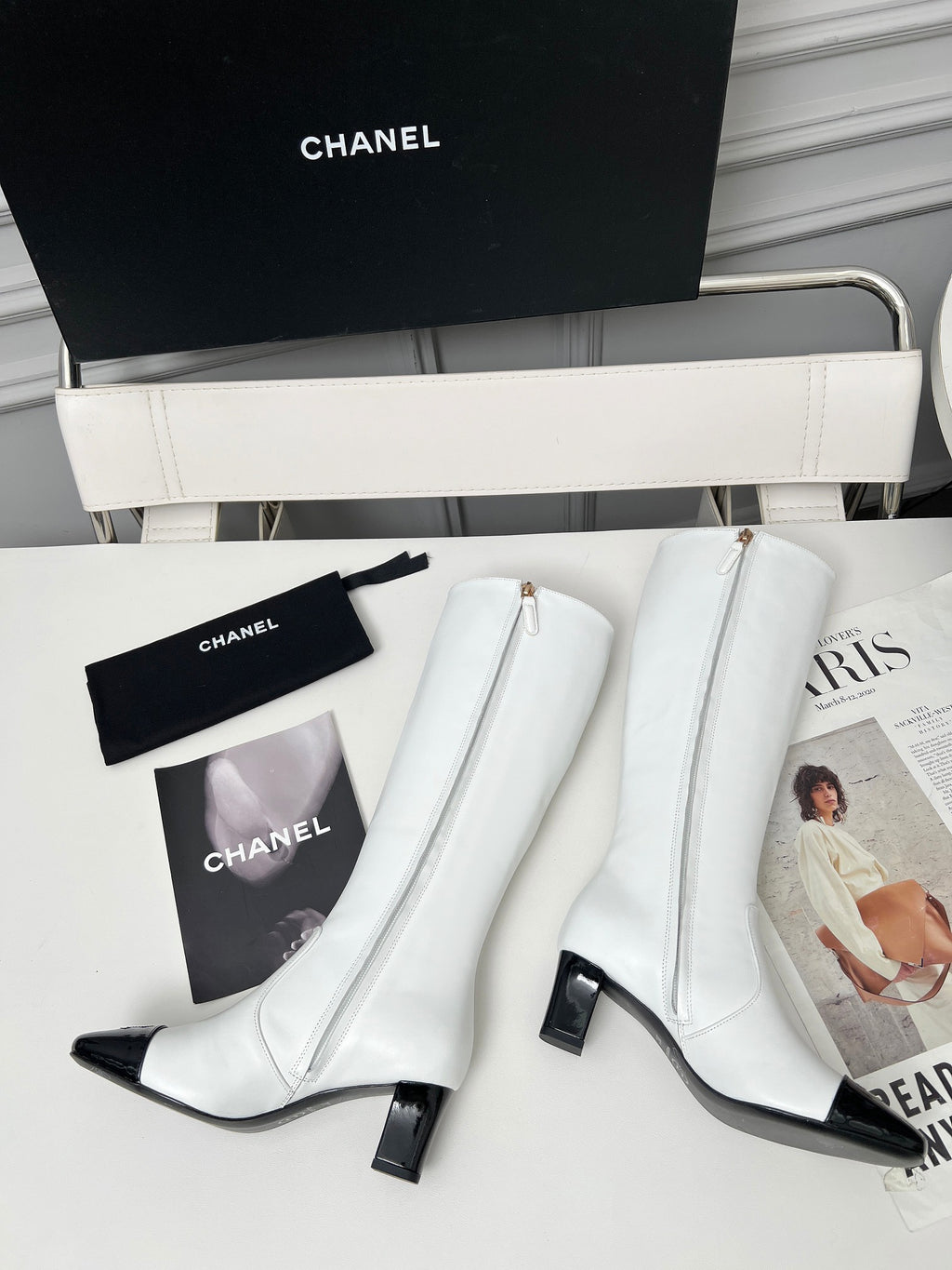 High-Heel Leather Knee-High Boots