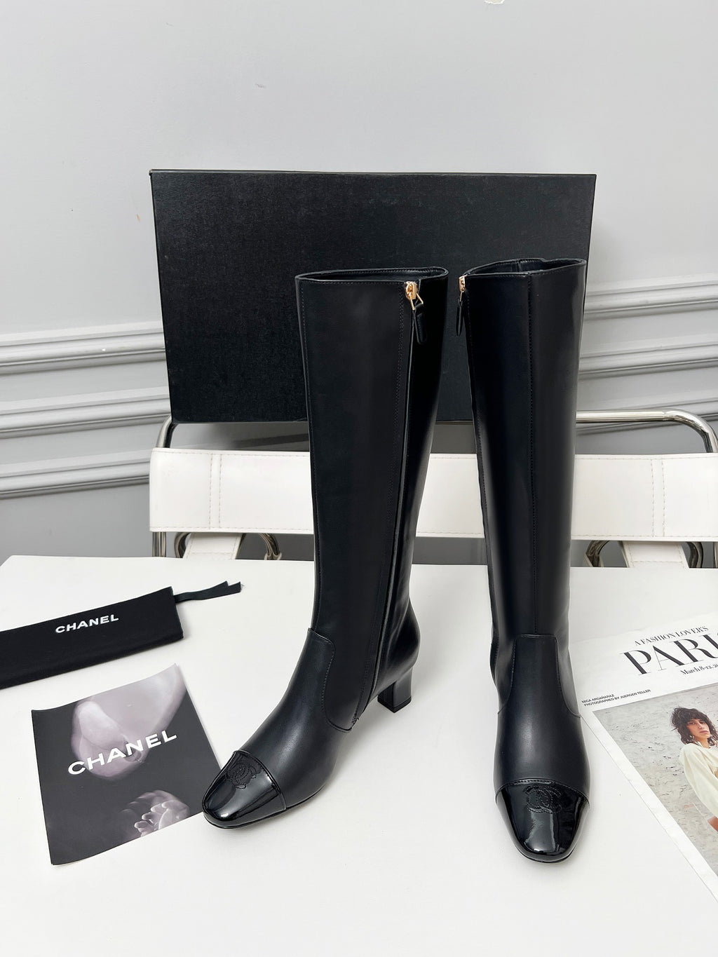 High-Heel Leather Knee-High Boots