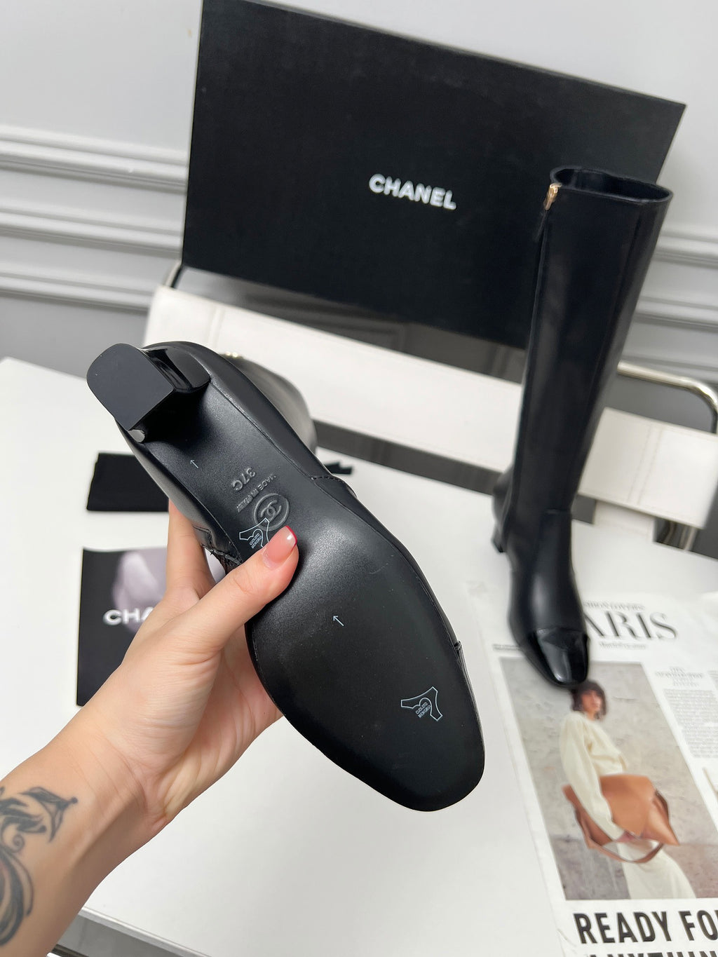 High-Heel Leather Knee-High Boots