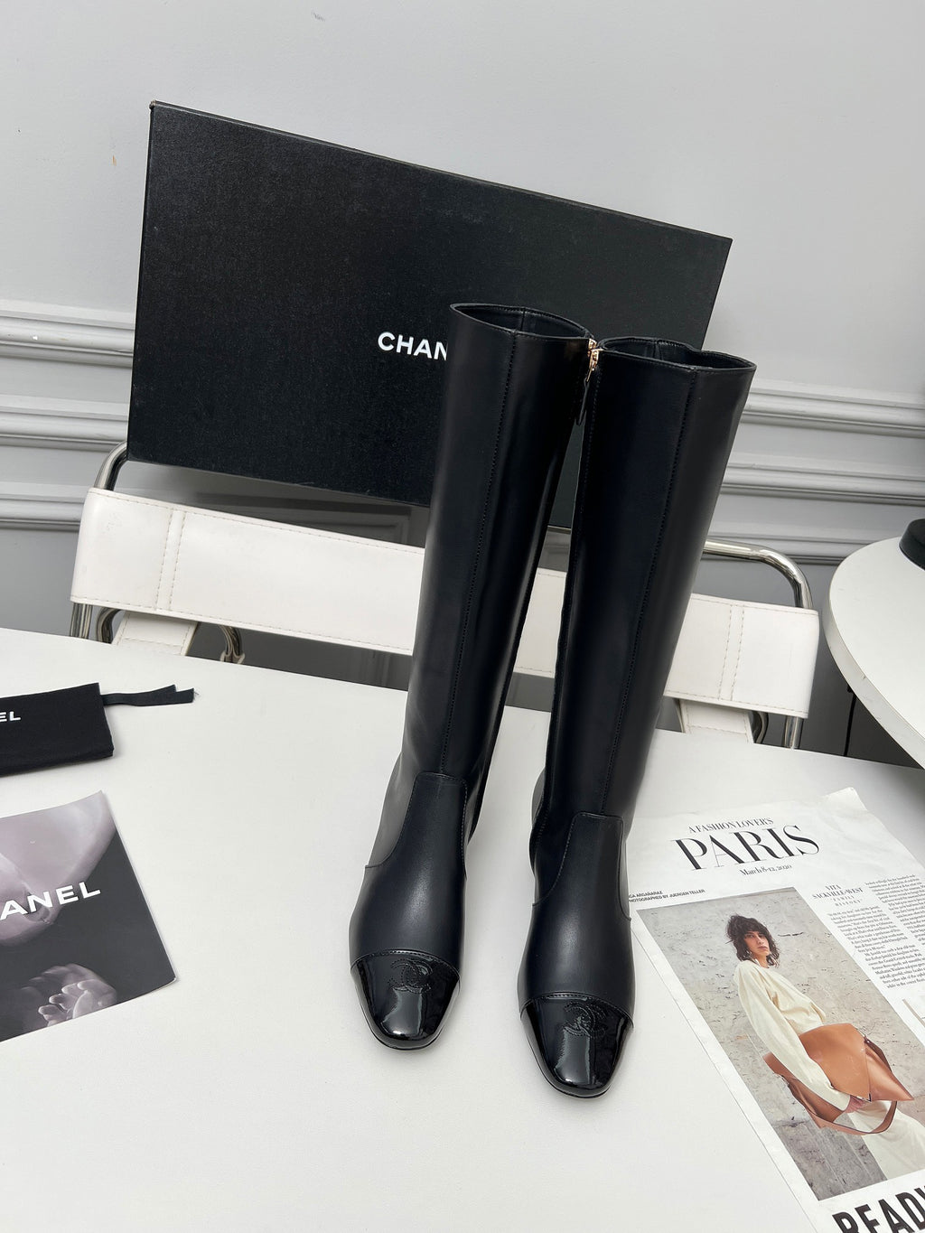 High-Heel Leather Knee-High Boots