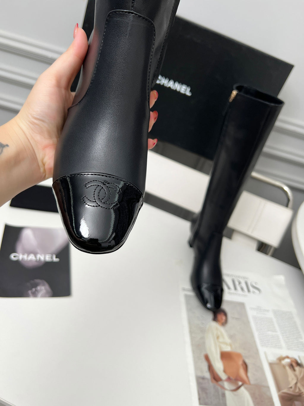 High-Heel Leather Knee-High Boots