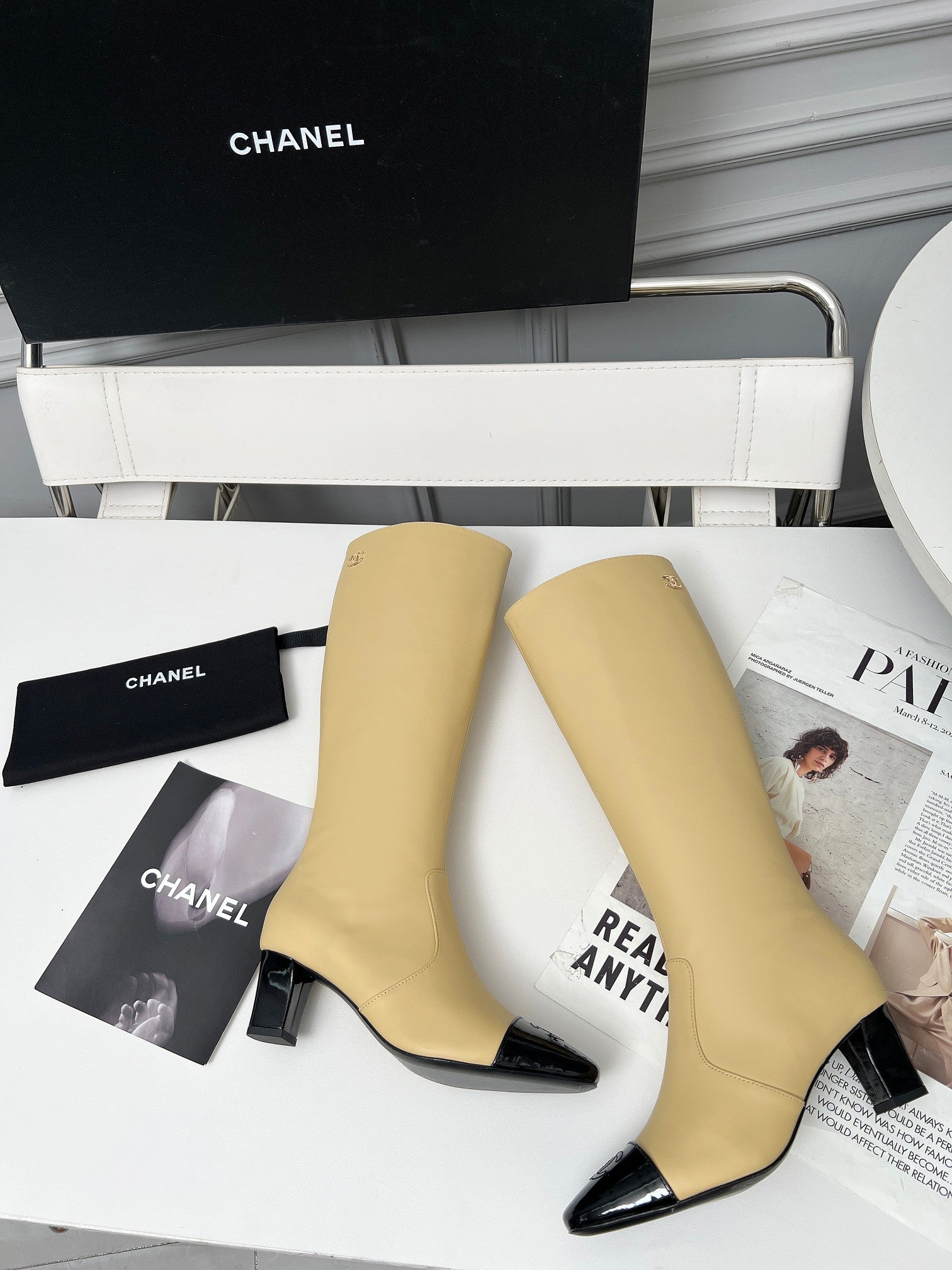 High-Heel Leather Knee-High Boots