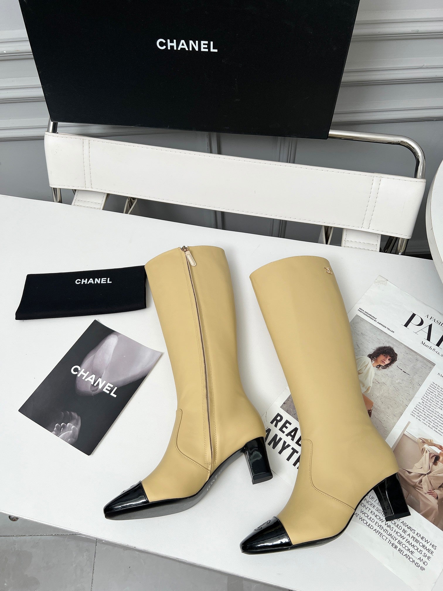 High-Heel Leather Knee-High Boots