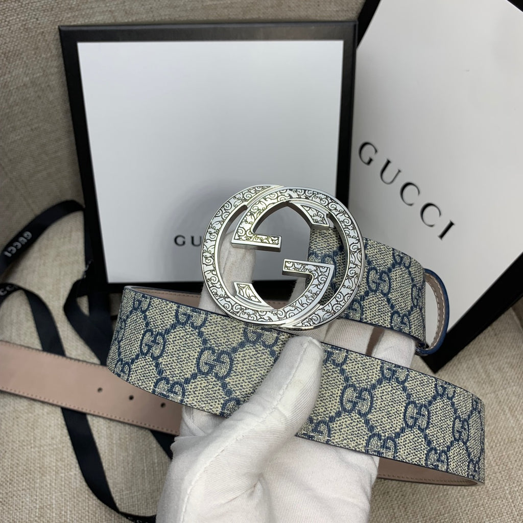 Monogram Canvas Belt with Silver GG Buckle