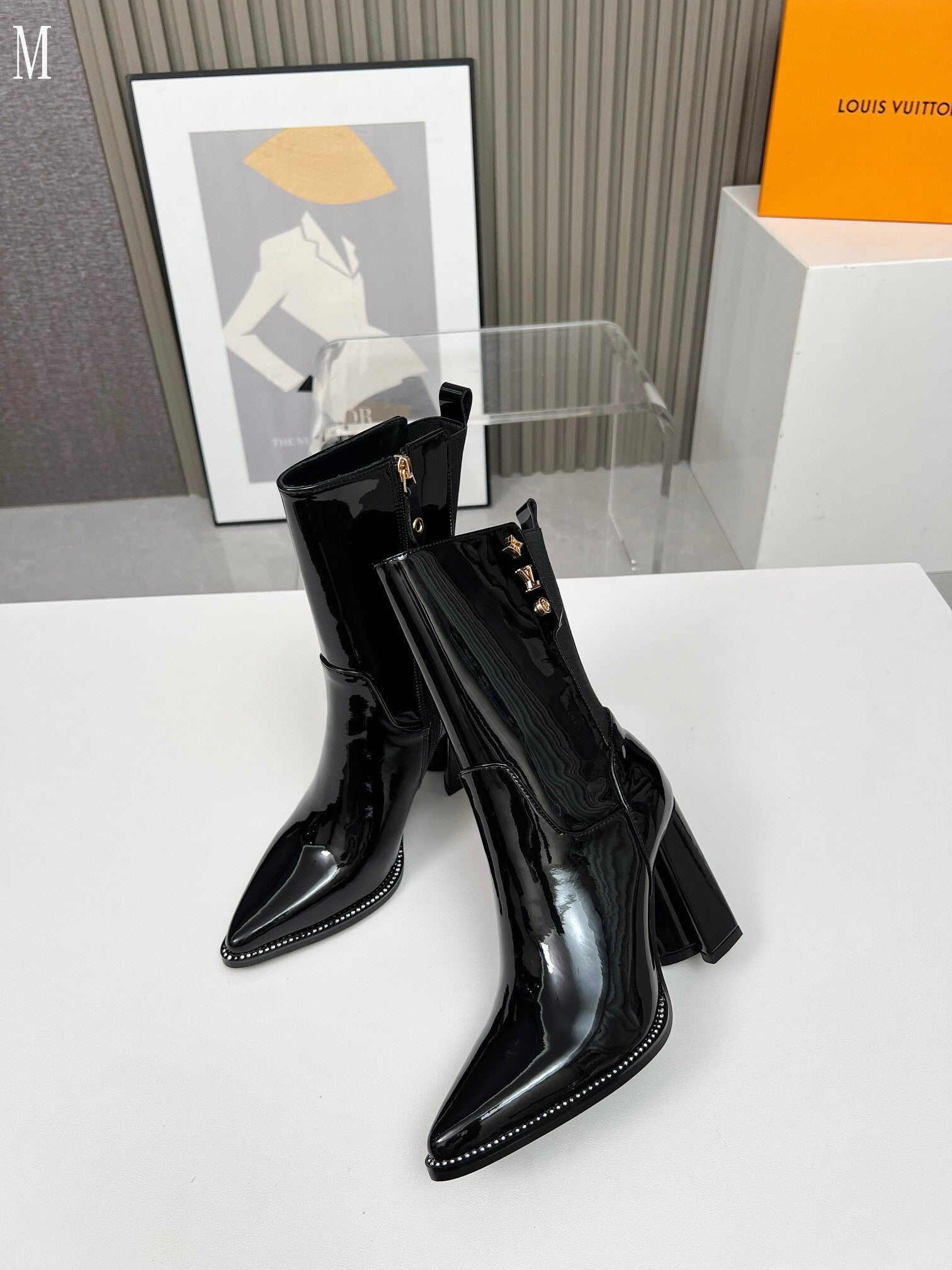 Smooth Leather Mid-Calf Ankle Boots