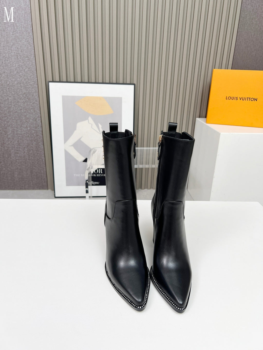 Smooth Leather Stud-Detail Ankle Boots