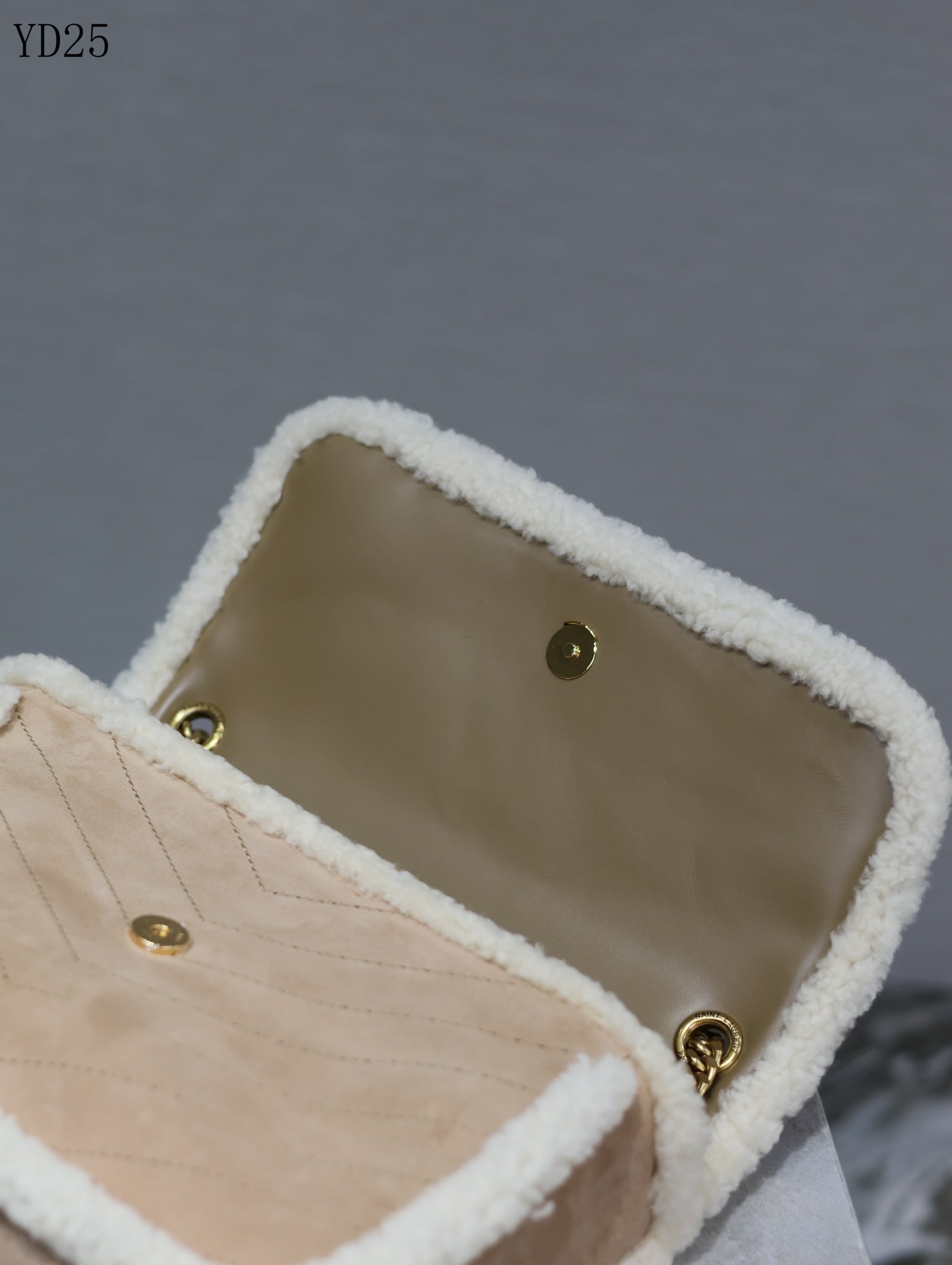 Niki Medium Shearling-Trimmed Suede Shoulder Bag