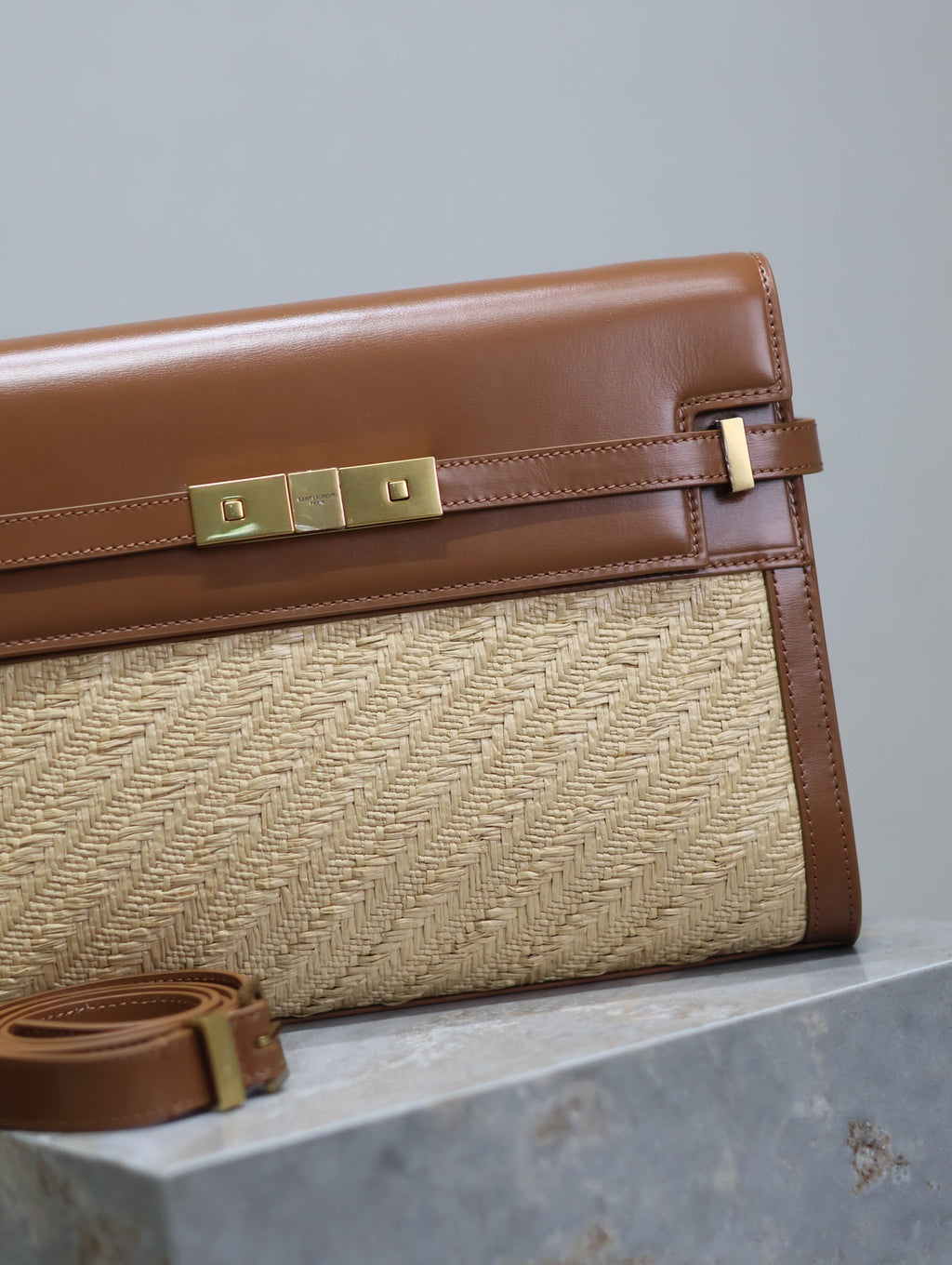 Crocodile-Embossed Leather Chain Bag