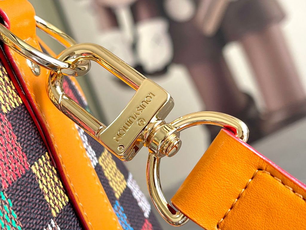 Keepall Bandoulière 50 – Multicolor Damier Canvas with Leather Trim