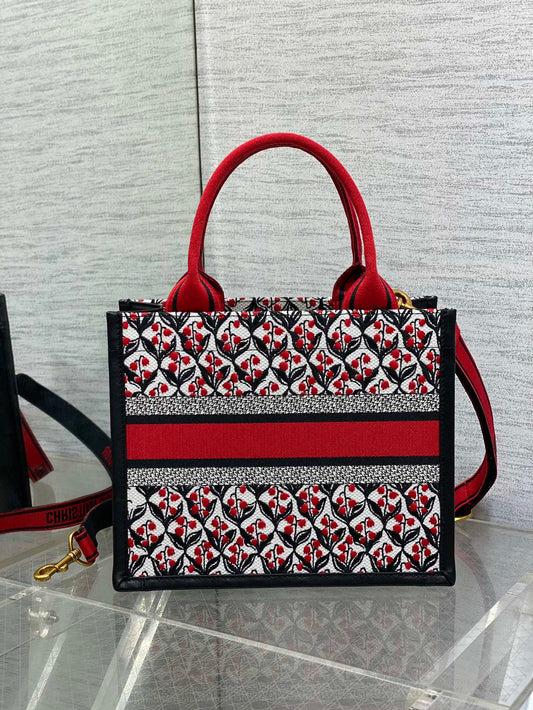 Canvas Mini Tote Bag with Leather Trim