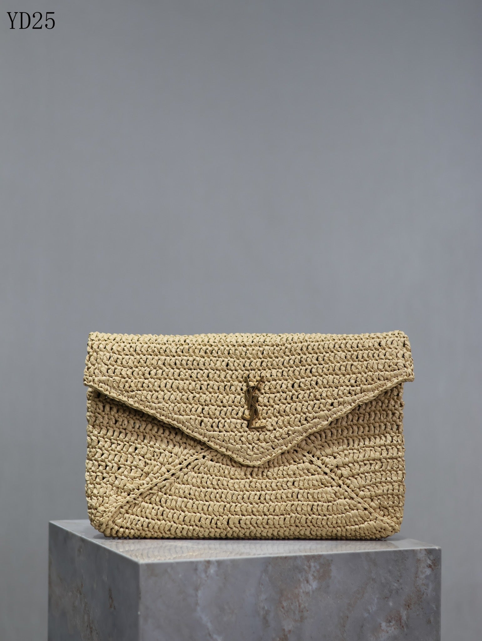 Woven Raffia Envelope Clutch Bag