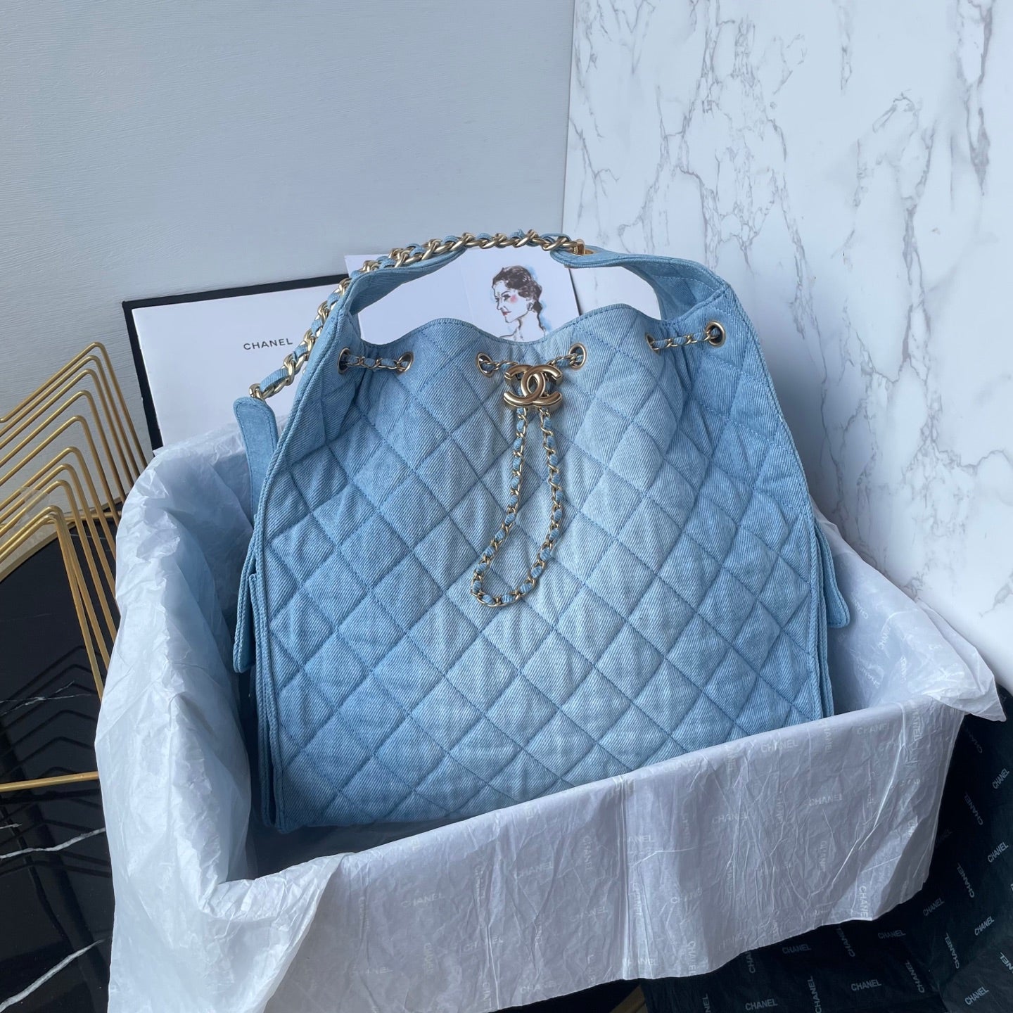 25 Medium Quilted Large Denim Bag