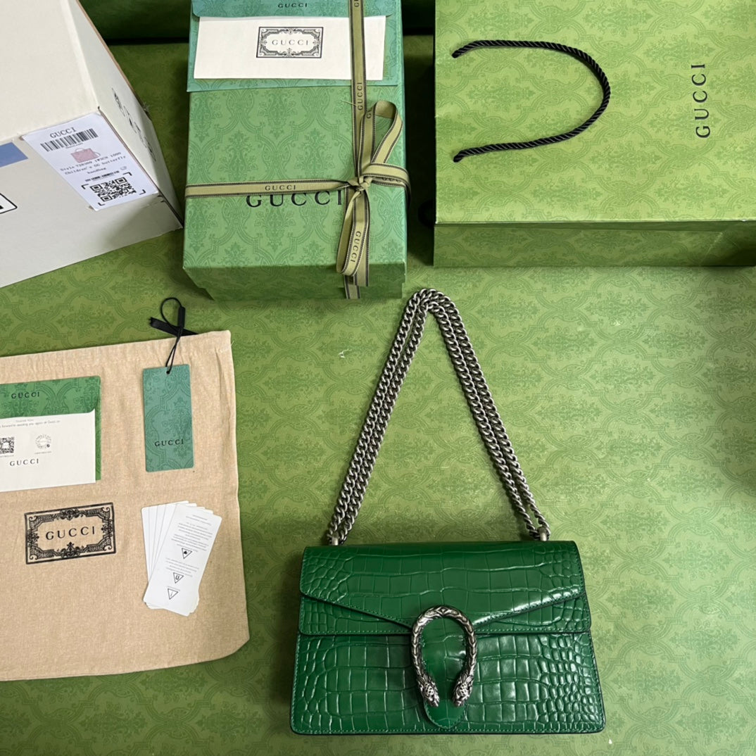 Croc-Embossed Dionysus Shoulder Bag