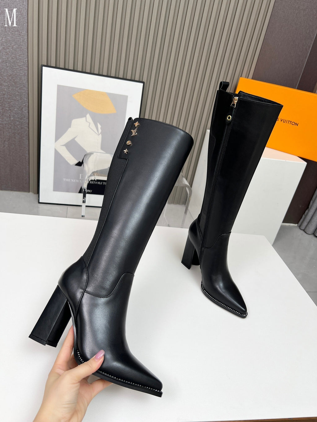 Black Knee-High Leather Boots