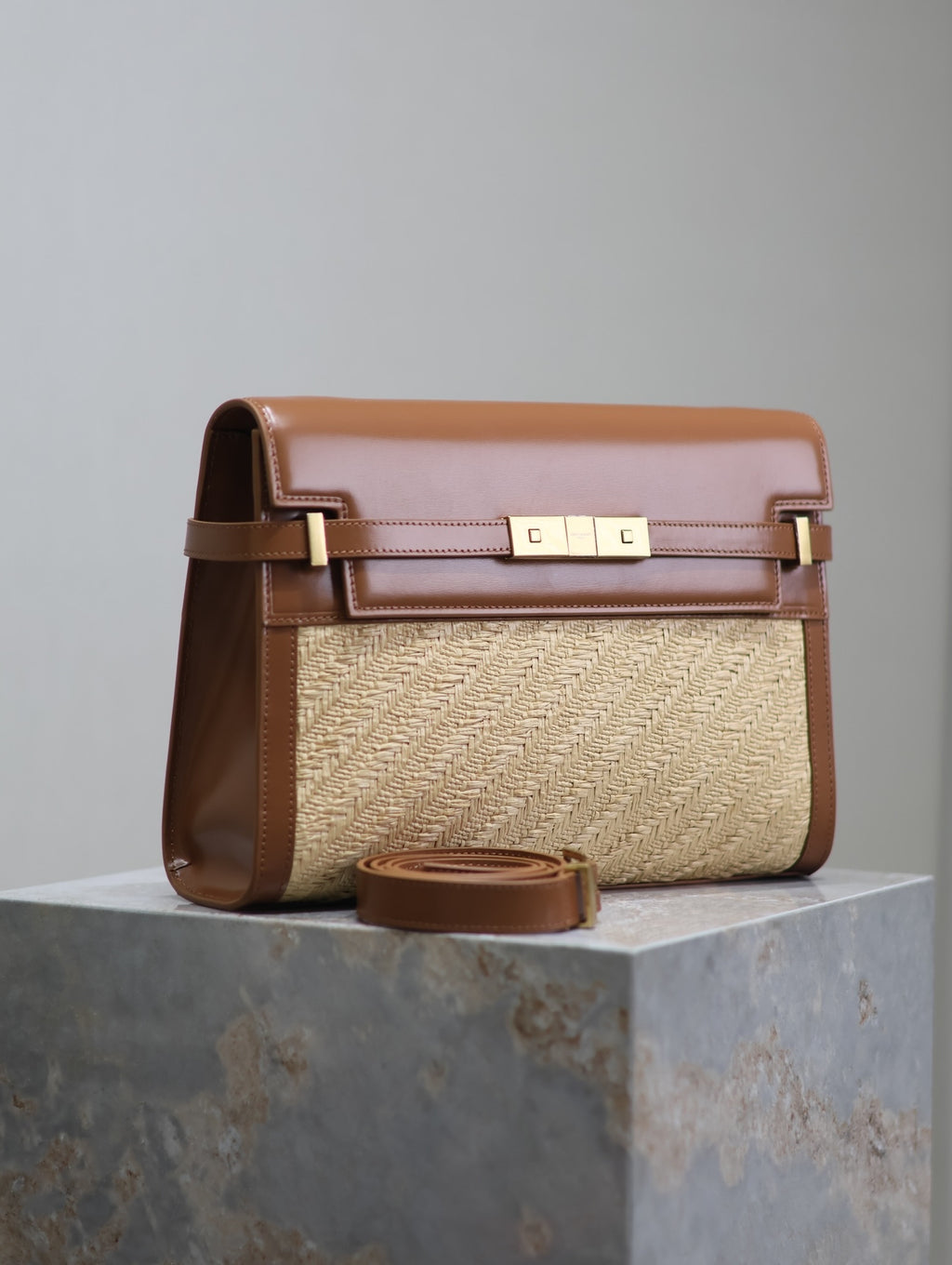 Crocodile-Embossed Leather Chain Bag