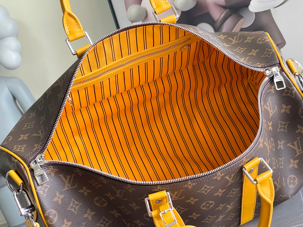 Keepall Bandoulière 50 – Monogram Canvas with Yellow Leather Trim