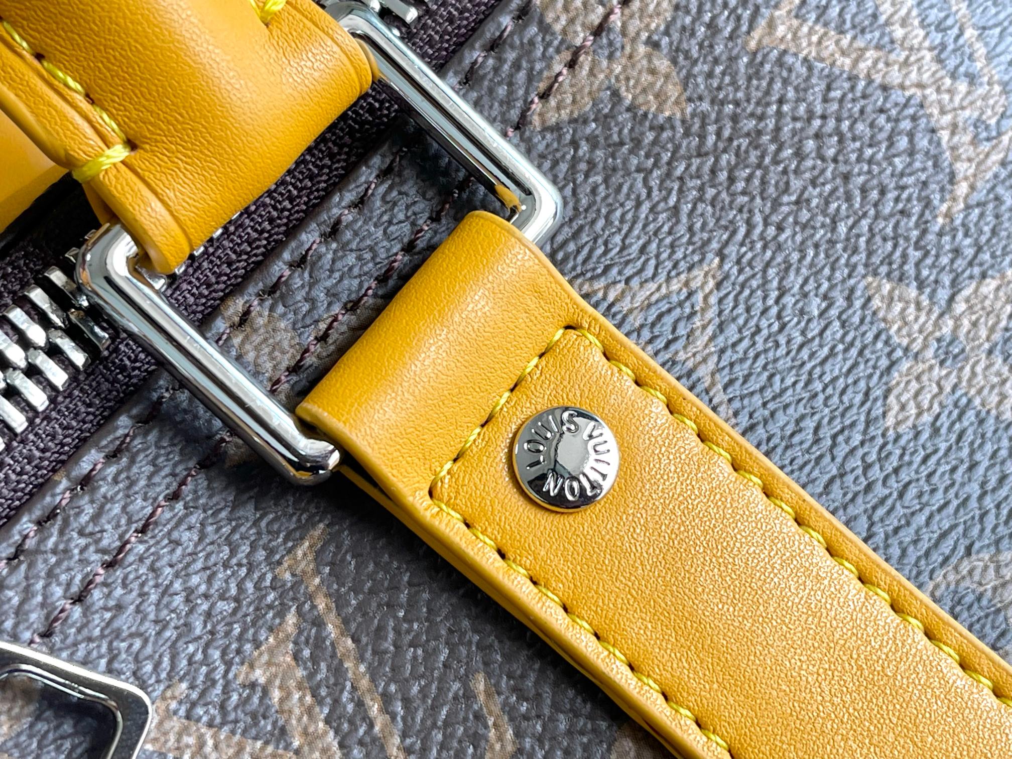 Keepall Bandoulière 50 – Monogram Canvas with Yellow Leather Trim