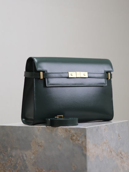 Crocodile-Embossed Leather Chain Bag