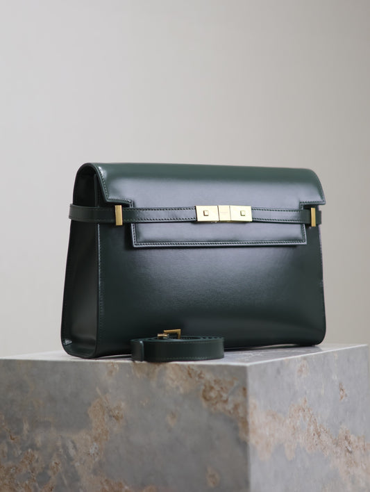 Crocodile-Embossed Leather Chain Bag